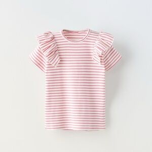 ZARA Kids | Pink Striped Ribbed T-Shirt for Toddler Girls